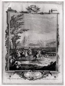 De slag bij Blenheim, 13 augustus 1704, gegraveerd door Claude Dubosc, 1735